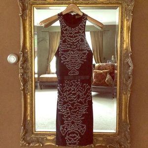 Nicole Miller Beaded and Leather Accent Dress